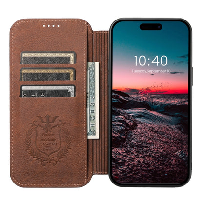 For iPhone 13 Pro Max Suteni J06 Retro Matte Litchi Texture Leather Magnetic Magsafe Phone Case(Brown) - iPhone 13 Pro Max Cases by Suteni | Online Shopping South Africa | PMC Jewellery | Buy Now Pay Later Mobicred