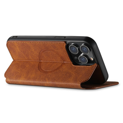 For iPhone 14 Plus Suteni J06 Retro Matte Litchi Texture Leather Magnetic Magsafe Phone Case(Khaki) - iPhone 14 Plus Cases by Suteni | Online Shopping South Africa | PMC Jewellery | Buy Now Pay Later Mobicred