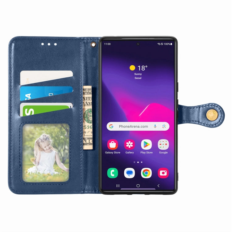 For Samsung Galaxy S25 Ultra 5G Retro Solid Color Buckle Leather Phone Case(Blue) - Galaxy S25 Ultra 5G Cases by PMC Jewellery | Online Shopping South Africa | PMC Jewellery | Buy Now Pay Later Mobicred