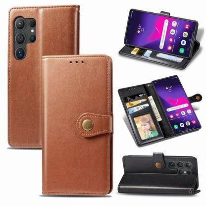 For Samsung Galaxy S25 5G Retro Solid Color Buckle Leather Phone Case(Brown) - Galaxy S25 5G Cases by PMC Jewellery | Online Shopping South Africa | PMC Jewellery | Buy Now Pay Later Mobicred