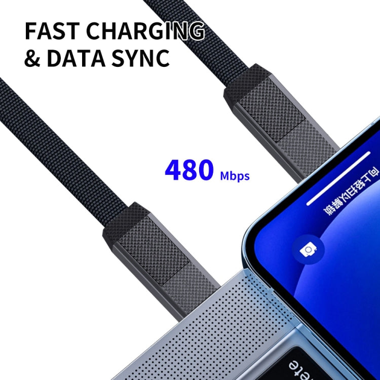 ENKAY ENK-CB134 4-in-1 60W USB-A / Type-C to 8 Pin / Type-C Nylon Braided Magnetic Fast Charging Data Cable, Cable Length:1.2m - Multifunction Cable by ENKAY | Online Shopping South Africa | PMC Jewellery | Buy Now Pay Later Mobicred