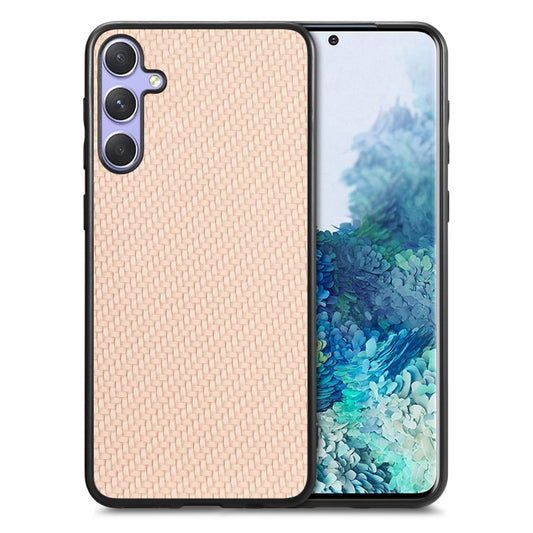 For Samsung Galaxy S25+ 5G Carbon Fiber Texture Leather Back Cover Phone Case(Khaki) - Galaxy Phone Cases by PMC Jewellery | Online Shopping South Africa | PMC Jewellery | Buy Now Pay Later Mobicred