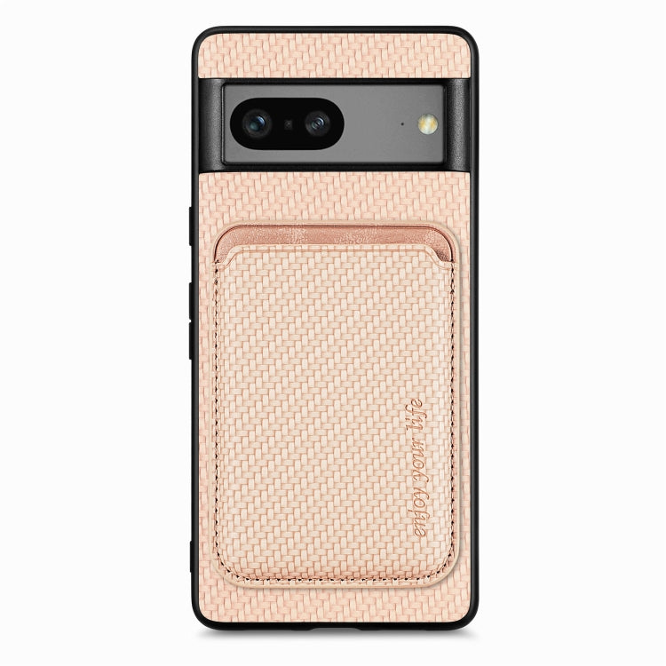 For Google Pixel 7 Carbon Fiber Leather Card Magsafe Phone Case(Khaki) - free shipping - PMC TechLife - Order now!