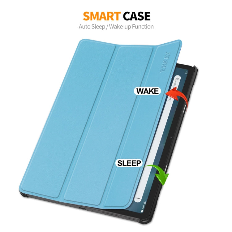 For Amazon Fire Max 11 ENKAY Tri-fold Custer Texture Leather Smart Tablet Case(Grey) - Amazon by ENKAY | Online Shopping South Africa | PMC TechLife | Buy Now Pay Later Mobicred