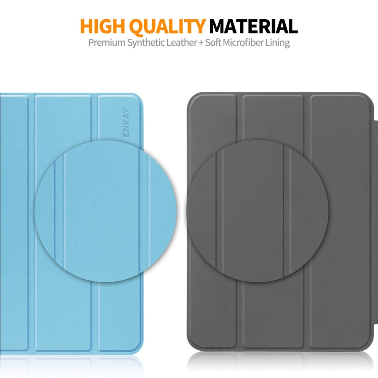 For Amazon Fire HD 10 2023 ENKAY ENKAY Tri-fold Custer Texture Leather Smart Tablet Case(Grey) - Amazon by ENKAY | Online Shopping South Africa | PMC TechLife | Buy Now Pay Later Mobicred