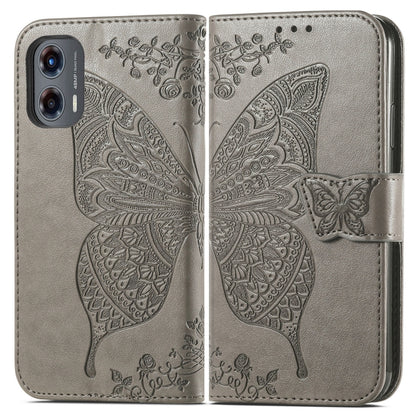 For Motorola Moto G Stylus 5G 2024 Butterfly Love Flower Embossed Leather Phone Case(Gray) - Motorola Cases by PMC Jewellery | Online Shopping South Africa | PMC Jewellery | Buy Now Pay Later Mobicred