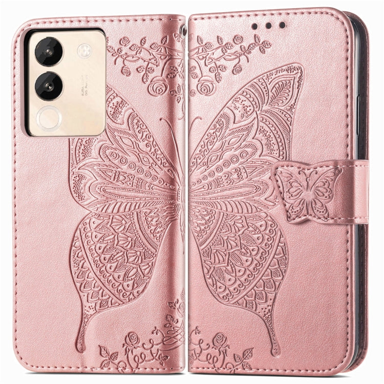 For vivo X100 Butterfly Love Flower Embossed Leather Phone Case(Rose Gold) - X100 Cases by imak | Online Shopping South Africa | PMC Jewellery | Buy Now Pay Later Mobicred