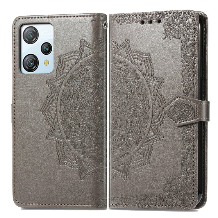 For Blackview A53 Mandala Flower Embossed Leather Phone Case(Gray) - More Brand by PMC Jewellery | Online Shopping South Africa | PMC Jewellery | Buy Now Pay Later Mobicred