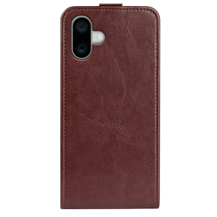 For iPhone 16 R64 Texture Single Vertical Flip Leather Phone Case(Brown) - iPhone 16 Cases by PMC Jewellery | Online Shopping South Africa | PMC Jewellery | Buy Now Pay Later Mobicred