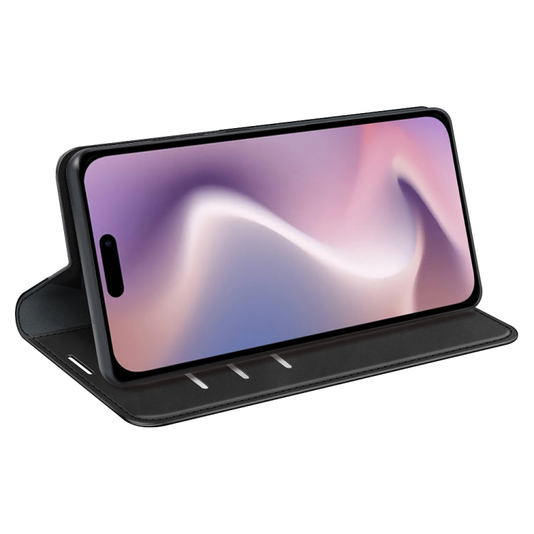 For iPhone 16 Plus Retro-skin  Magnetic Suction Leather Phone Case(Black) - iPhone 16 Plus Cases by PMC TechLife | Online Shopping South Africa | PMC TechLife | Buy Now Pay Later Mobicred