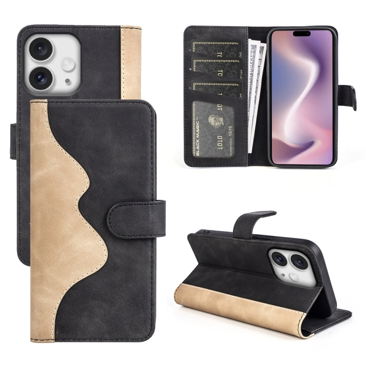 For iPhone 16 Pro Stitching Horizontal Flip Leather Phone Case(Black) - iPhone 16 Pro Cases by PMC Jewellery | Online Shopping South Africa | PMC Jewellery | Buy Now Pay Later Mobicred