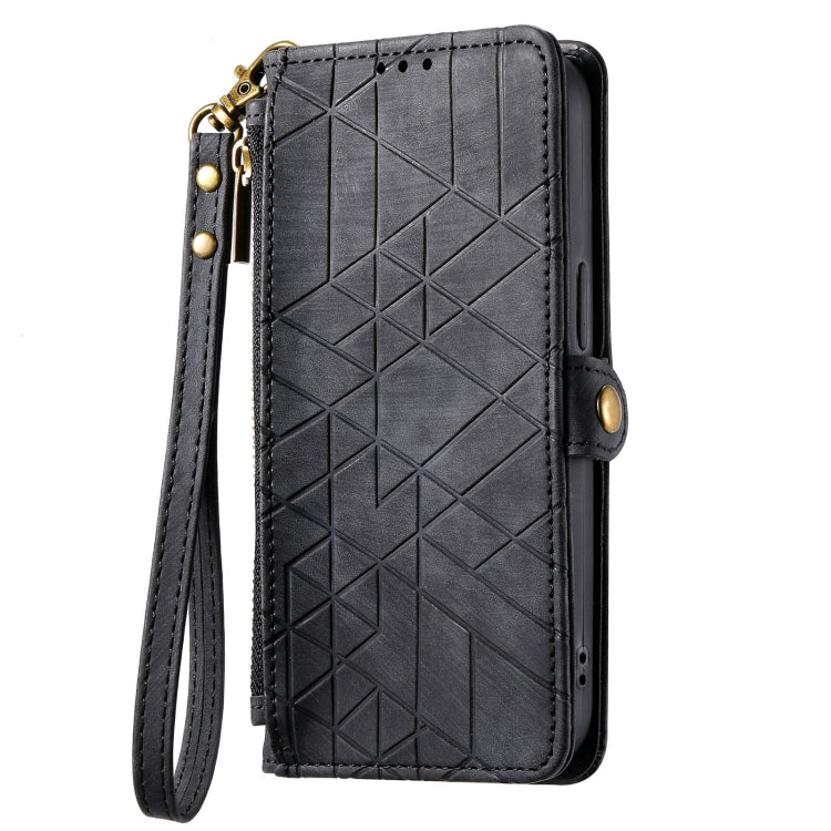 For Samsung Galaxy S20 FE Geometric Zipper Wallet Side Buckle Leather Phone Case(Black) - free shipping - PMC TechLife - Order now!