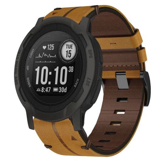 For Garmin Instinct 2 22mm Leather Textured Watch Band(Brown) - Watch Bands by PMC Jewellery | Online Shopping South Africa | PMC Jewellery