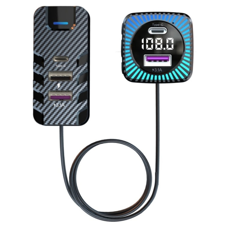 CS11 Multi-Port Rear Seat Extended Car Fast Charger Support Bluetooth MP3 Play - Car Charger by PMC TechLife | Online Shopping South Africa | PMC TechLife | Buy Now Pay Later Mobicred