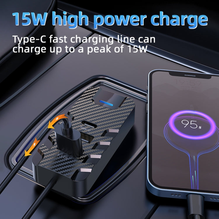 CS11 Multi-Port Rear Seat Extended Car Fast Charger Support Bluetooth MP3 Play - Car Charger by PMC TechLife | Online Shopping South Africa | PMC TechLife | Buy Now Pay Later Mobicred