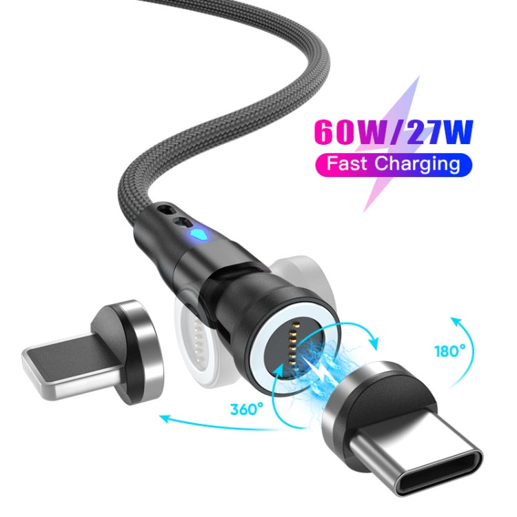 ENKAY PD60W Type-C to Type-C / 8 Pin Magnetic 540 Degrees Rotating Fast Charging Cable, Length:1m(Black) - Charging Cable & Head by ENKAY | Online Shopping South Africa | PMC Jewellery | Buy Now Pay Later Mobicred