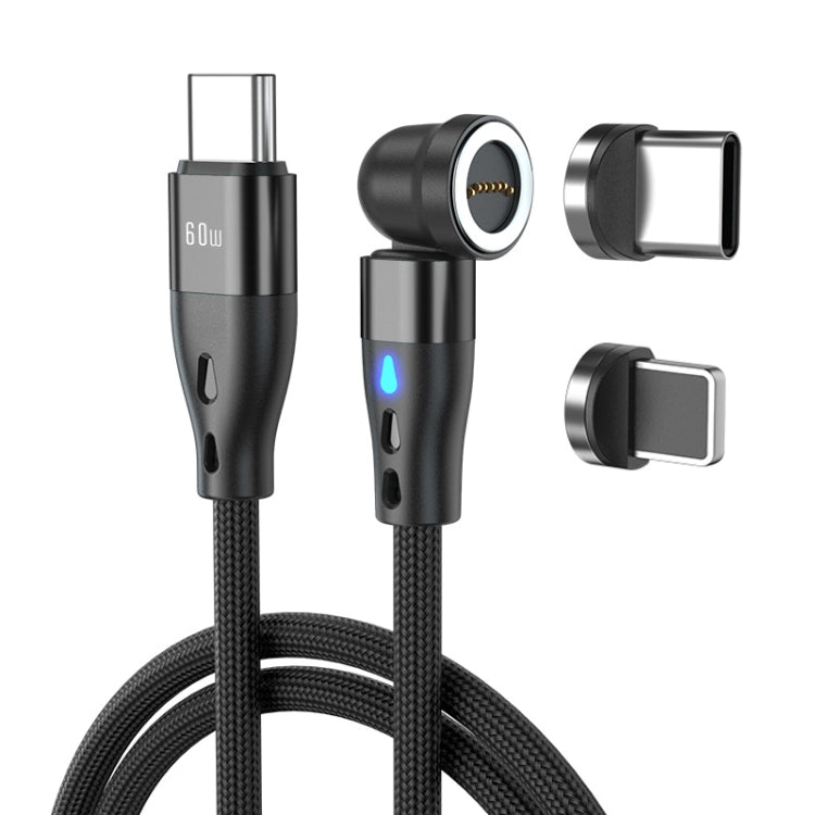 ENKAY PD60W Type-C to Type-C / 8 Pin Magnetic 540 Degrees Rotating Fast Charging Cable, Length:2m(Black) - Charging Cable & Head by ENKAY | Online Shopping South Africa | PMC Jewellery | Buy Now Pay Later Mobicred