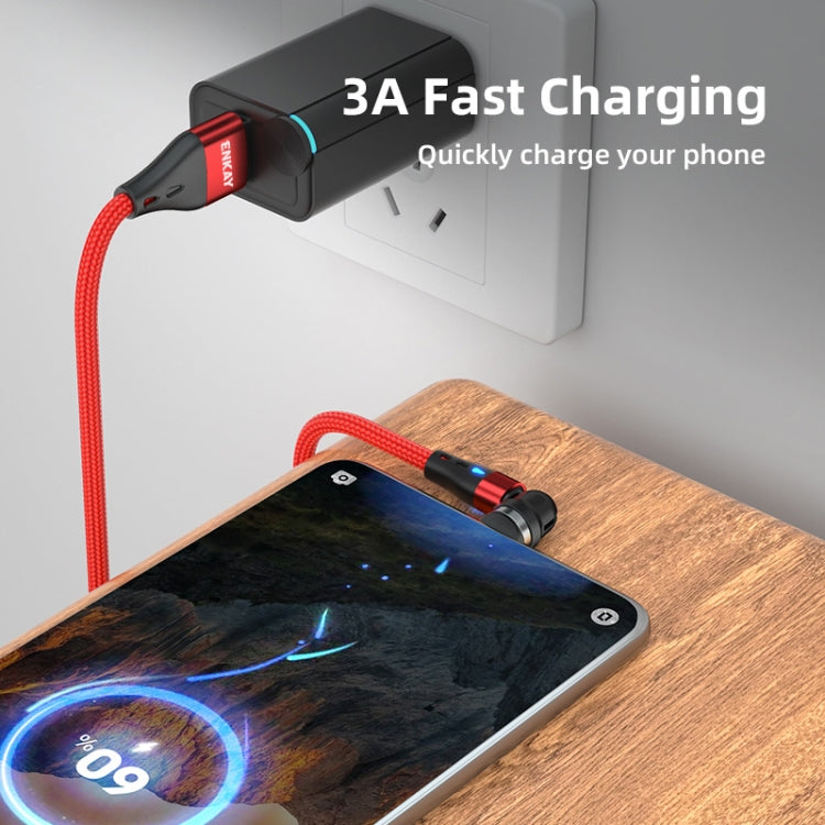 ENKAY 3 in 1 3A USB to Type-C / 8 Pin / Micro USB Magnetic 540 Degrees Rotating Fast Charging Cable, Length:2m(Red) - Charging Cable & Head by ENKAY | Online Shopping South Africa | PMC Jewellery | Buy Now Pay Later Mobicred