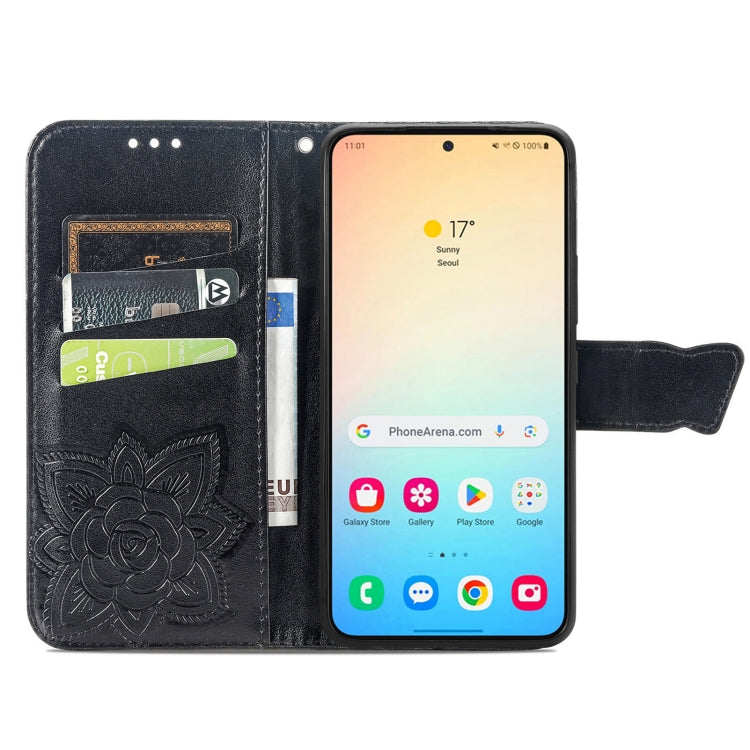 For Samsung Galaxy S25+ 5G Butterfly Love Flower Embossed Leather Phone Case(Black) - Galaxy S25+ 5G Cases by PMC Jewellery | Online Shopping South Africa | PMC Jewellery | Buy Now Pay Later Mobicred