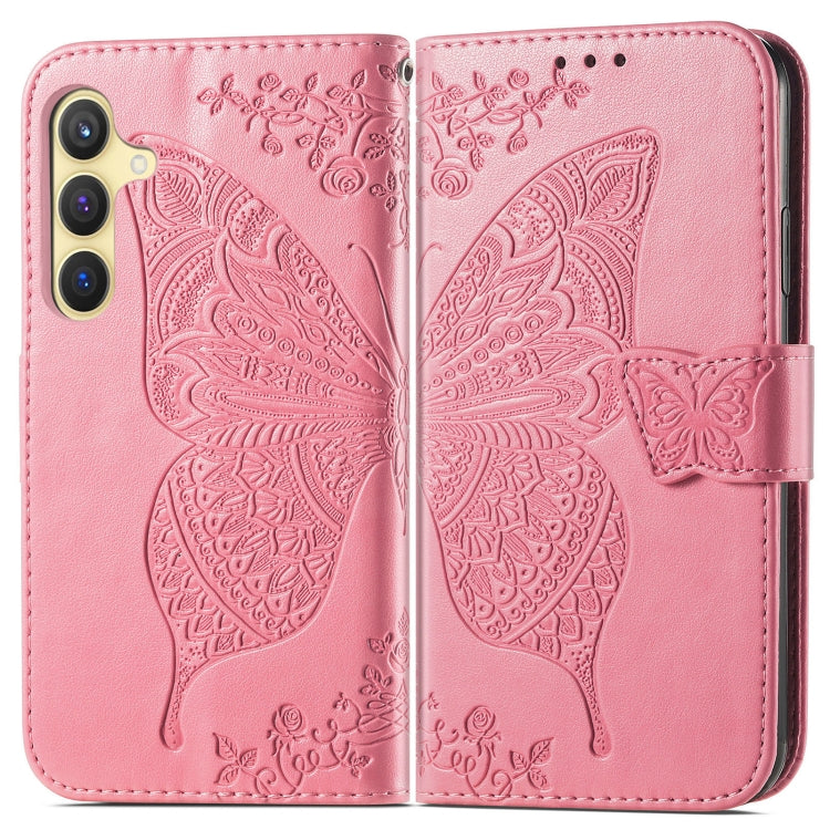 For Samsung Galaxy S25+ 5G Butterfly Love Flower Embossed Leather Phone Case(Pink) - Galaxy S25+ 5G Cases by PMC Jewellery | Online Shopping South Africa | PMC Jewellery | Buy Now Pay Later Mobicred