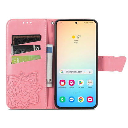 For Samsung Galaxy S25+ 5G Butterfly Love Flower Embossed Leather Phone Case(Pink) - Galaxy S25+ 5G Cases by PMC Jewellery | Online Shopping South Africa | PMC Jewellery | Buy Now Pay Later Mobicred