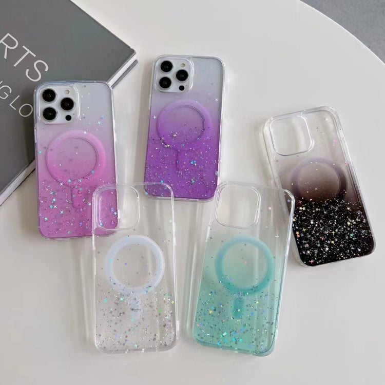 For iPhone 14 MagSafe Glitter Hybrid Clear TPU Phone Case(Black) - iPhone 14 Cases by PMC Jewellery | Online Shopping South Africa | PMC Jewellery