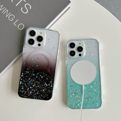 For iPhone 15 Plus MagSafe Glitter Hybrid Clear TPU Phone Case(Green) - iPhone 15 Plus Cases by PMC Jewellery | Online Shopping South Africa | PMC Jewellery