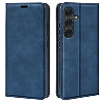 For Samsung Galaxy S25 5G Retro-skin Magnetic Suction Leather Phone Case(Dark Blue) - Galaxy S25 5G Cases by PMC Jewellery | Online Shopping South Africa | PMC Jewellery | Buy Now Pay Later Mobicred