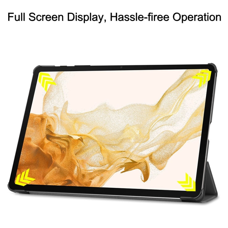 For Samsung Galaxy Tab S9+ JUNSUNMAY Custer Solid Color 3-Fold Stand Leather Smart Tablet Case(Grey) - free shipping - PMC Jewellery - Order now!