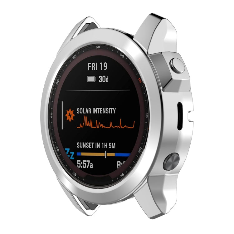 For Garmin Fenix 7 Pro Half Package Electroplated TPU Watch Protective Case(Sliver) - Watch Cases by PMC TechLife | Online Shopping South Africa | PMC TechLife