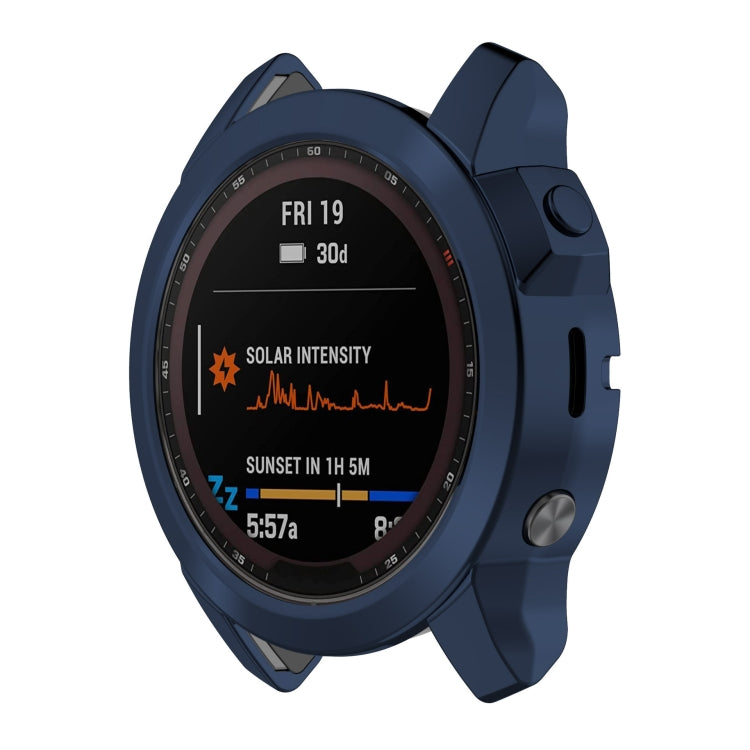 For Garmin Epix Pro 42mm Half Package Electroplated TPU Watch Protective Case(Blue) - Watch Cases by PMC TechLife | Online Shopping South Africa | PMC TechLife