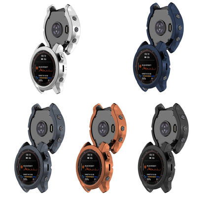 For Garmin Fenix 7S Pro Half Package Electroplated TPU Watch Protective Case(Sliver) - Watch Cases by PMC Jewellery | Online Shopping South Africa | PMC Jewellery