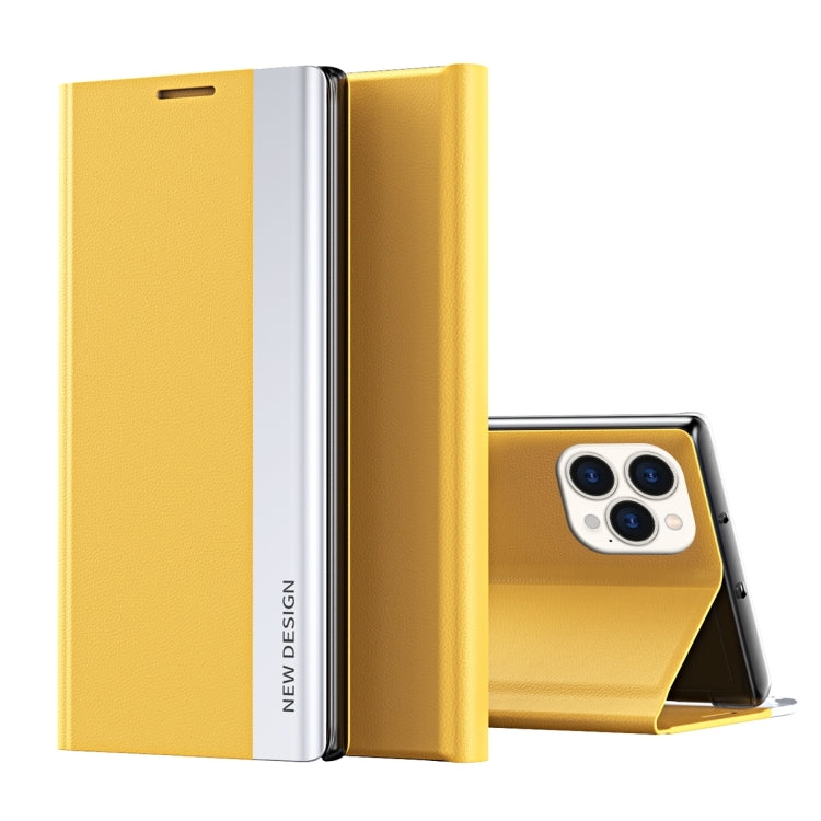 For iPhone 16 Pro Side Electroplated Adsorption Leather Phone Case(Yellow) - iPhone 16 Pro Cases by PMC TechLife | Online Shopping South Africa | PMC TechLife | Buy Now Pay Later Mobicred