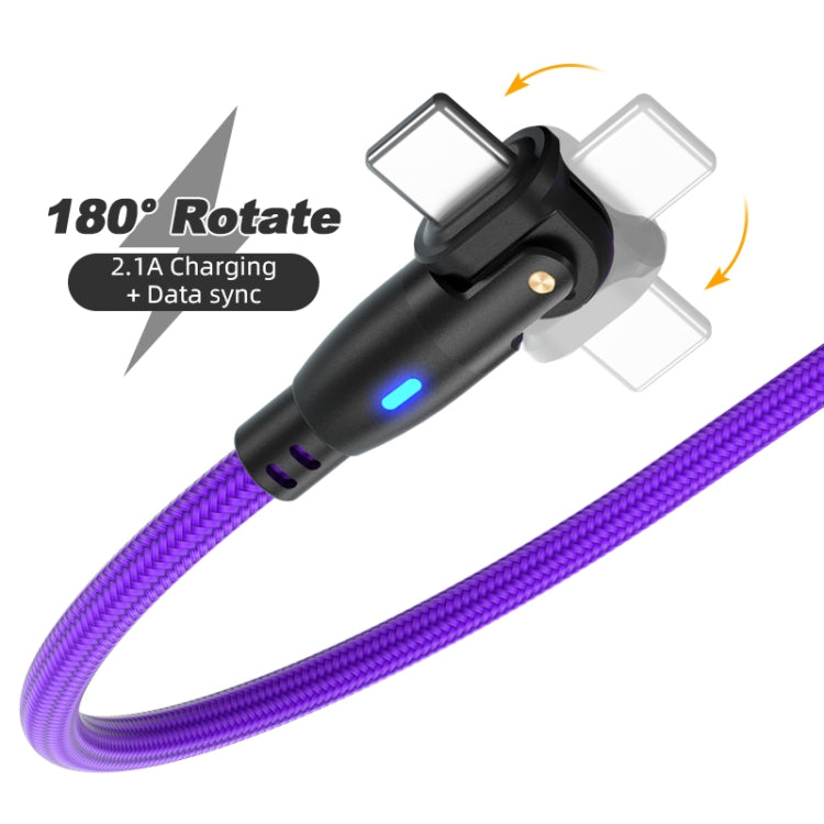 ENKAY 180 Degrees Rotating USB to 8 Pin Charging Data Cable with LED Light, Length:1m(Purple) - Normal Style Cable by ENKAY | Online Shopping South Africa | PMC Jewellery | Buy Now Pay Later Mobicred