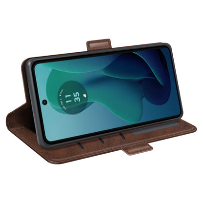 For Motorola Moto G 5G 2024 Dual-side Magnetic Buckle Horizontal Flip Leather Phone Case(Brown) - Motorola Cases by PMC Jewellery | Online Shopping South Africa | PMC Jewellery | Buy Now Pay Later Mobicred