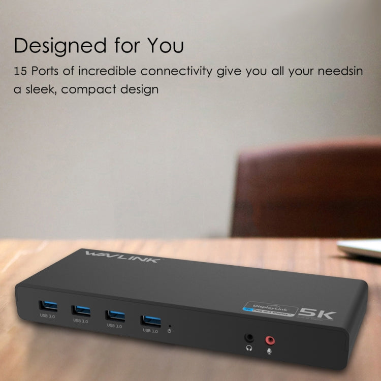 Wavlink UG69DK1 5K Type-C Dual Display USB 3.0 Video Gigabit Ethernet HDMI Docking Station, Plug:US Plug - free shipping - PMC TechLife - Order now!