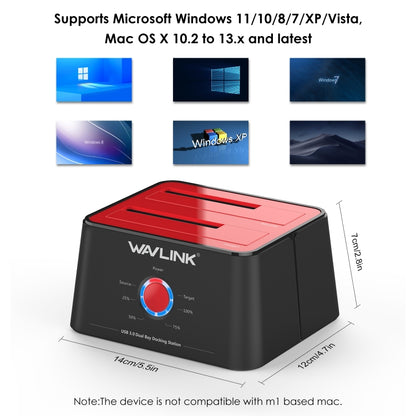 Wavlink ST334U SSD Dual Bay External Hard Drive Docking Station USB 3.0 to SATA I/II/III(US Plug) - External Hard Drives by WAVLINK | Online Shopping South Africa | PMC Jewellery | Buy Now Pay Later Mobicred