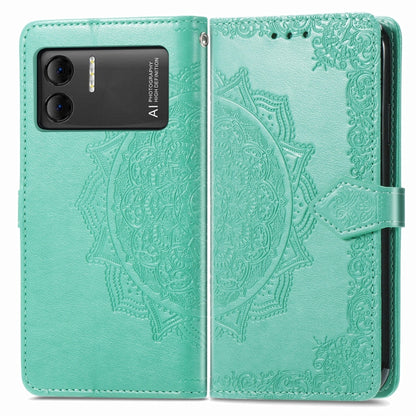 For DOOGEE X98 Pro / X98 Mandala Flower Embossed Leather Phone Case(Green) - Doogee Cases by PMC Jewellery | Online Shopping South Africa | PMC Jewellery | Buy Now Pay Later Mobicred