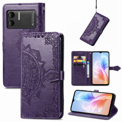 For DOOGEE X98 Pro / X98 Mandala Flower Embossed Leather Phone Case(Purple) - Doogee Cases by PMC Jewellery | Online Shopping South Africa | PMC Jewellery | Buy Now Pay Later Mobicred