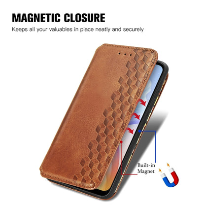 For DOOGEE X98 Pro / X98 Cubic Grid Pressed Magnetic Leather Phone Case(Brown) - Doogee Cases by PMC Jewellery | Online Shopping South Africa | PMC Jewellery | Buy Now Pay Later Mobicred