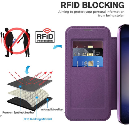 For Samsung Galaxy S25 5G Shield MagSafe RFID Anti-theft Rhombus Leather Phone Case(Purple) - Galaxy S25 5G Cases by PMC Jewellery | Online Shopping South Africa | PMC Jewellery | Buy Now Pay Later Mobicred