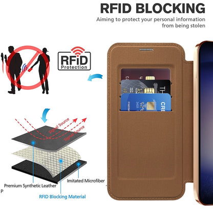 For Samsung Galaxy S25 5G Shield MagSafe RFID Anti-theft Rhombus Leather Phone Case(Brown) - Galaxy S25 5G Cases by PMC Jewellery | Online Shopping South Africa | PMC Jewellery | Buy Now Pay Later Mobicred