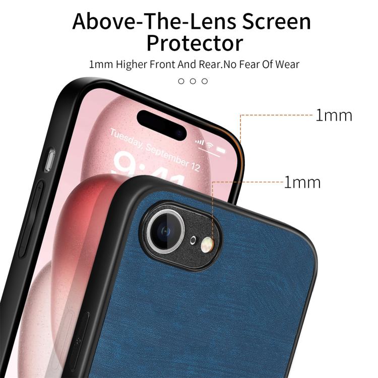 For iPhone 16e Vintage Leather PC Back Cover Phone Case(Blue) - iPhone 16e Cases by PMC TechLife | Online Shopping South Africa | PMC TechLife | Buy Now Pay Later Mobicred