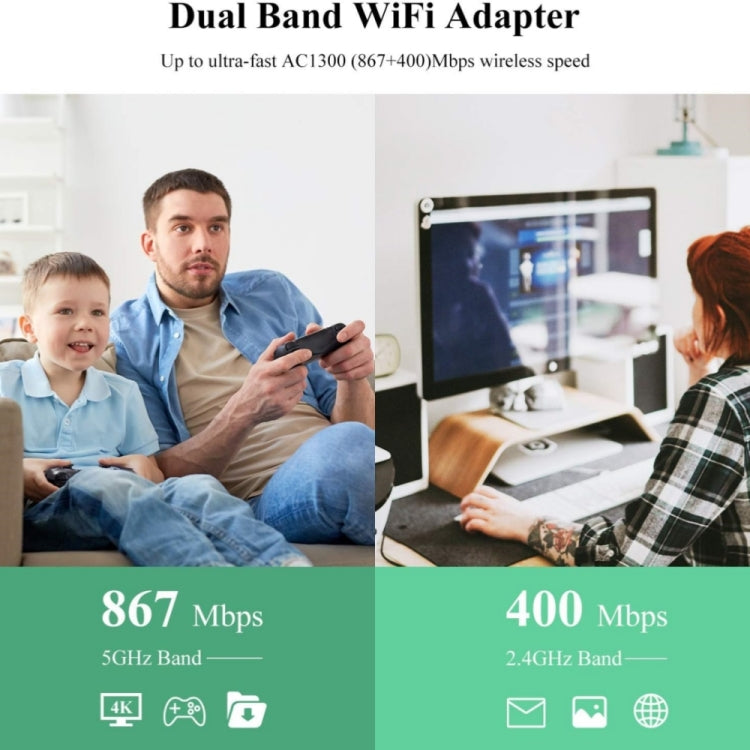 WAVLINK WN692A3 Lag-Free Gaming High Speed AC1300M Wireless Dual Band USB 3.0 Adapter - USB Network Adapter by WAVLINK | Online Shopping South Africa | PMC Jewellery | Buy Now Pay Later Mobicred