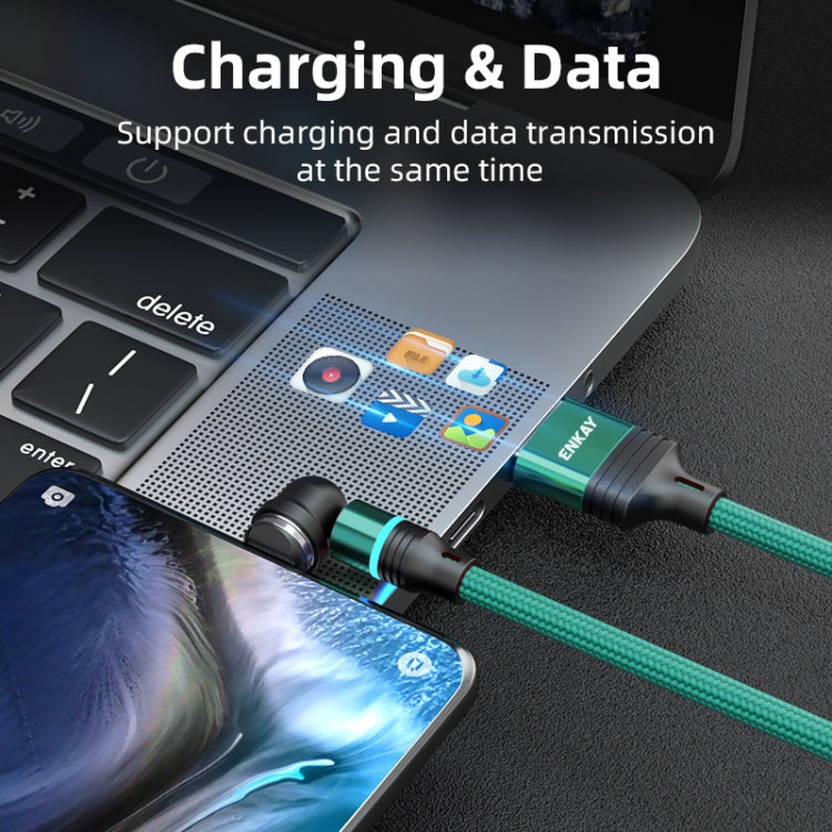 ENKAY 3 in 1 3A USB to Type-C / 8 Pin / Micro USB Magnetic 540 Degrees Rotating Fast Charging Cable, Length:2m(Black) - Charging Cable & Head by ENKAY | Online Shopping South Africa | PMC Jewellery | Buy Now Pay Later Mobicred