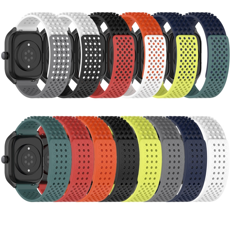 For Amazfit GTR Mini 20mm Holes Breathable 3D Dots Silicone Watch Band(White+Black) - Watch Bands by PMC Jewellery | Online Shopping South Africa | PMC Jewellery