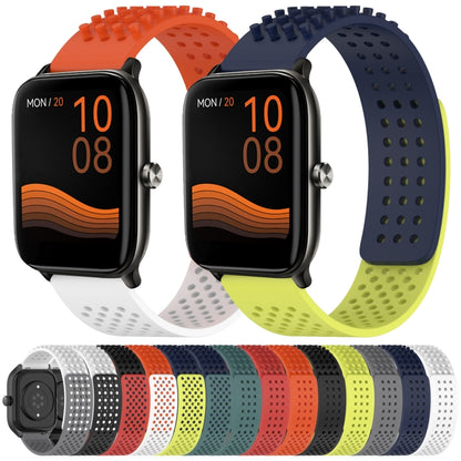 For Xiaomi MI Watch S1 Pro 22mm Holes Breathable 3D Dots Silicone Watch Band(Midnight Blue+Lime Green) - Watch Bands by PMC Jewellery | Online Shopping South Africa | PMC Jewellery