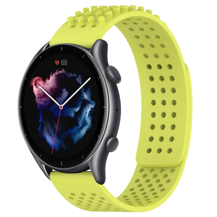 For Amazfit GTR 3 Pro 22mm Holes Breathable 3D Dots Silicone Watch Band(Lime Green) - Watch Bands by PMC Jewellery | Online Shopping South Africa | PMC Jewellery