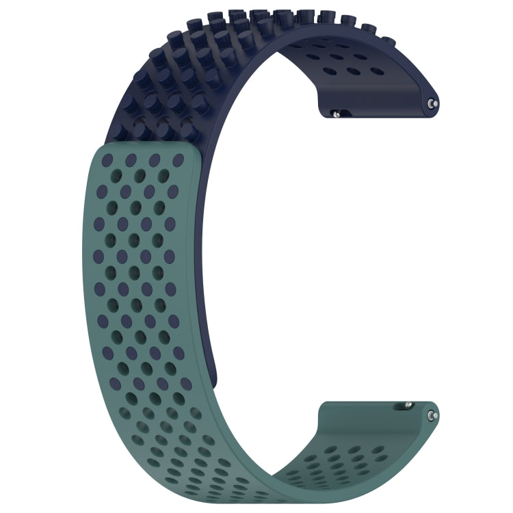 For Garmin Forerunner 255 22mm Holes Breathable 3D Dots Silicone Watch Band(Midnight Blue+Olive Green) - Watch Bands by PMC Jewellery | Online Shopping South Africa | PMC Jewellery