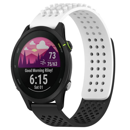 For Garmin Forerunner 255 Music 22mm Holes Breathable 3D Dots Silicone Watch Band(White+Black) - Watch Bands by PMC Jewellery | Online Shopping South Africa | PMC Jewellery